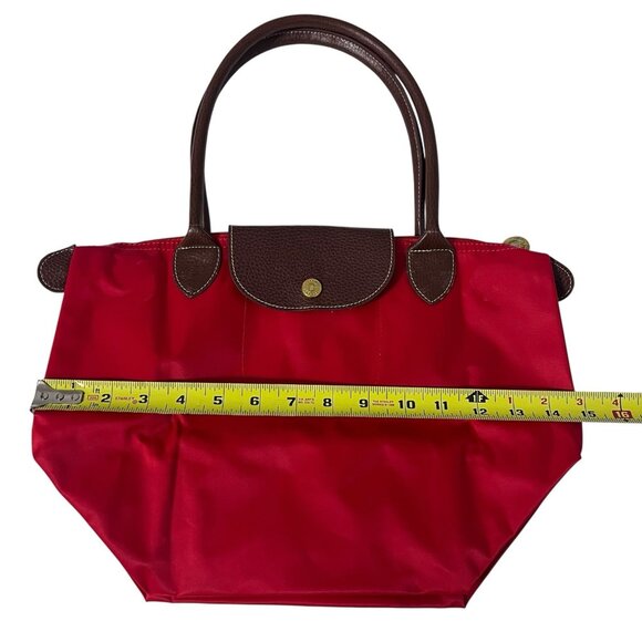 LONGCHAMP Le Pliage Medium Handbag Red Nylon Tote Foldable - Picture 12 of 13